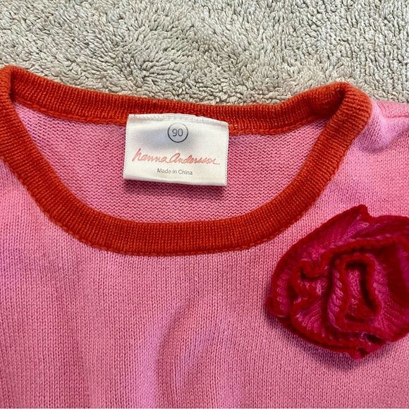 Hanna Anderson pink red orange grey dress EUC 90. 12” ptp, 21” nape to hem. - Picture 4 of 6